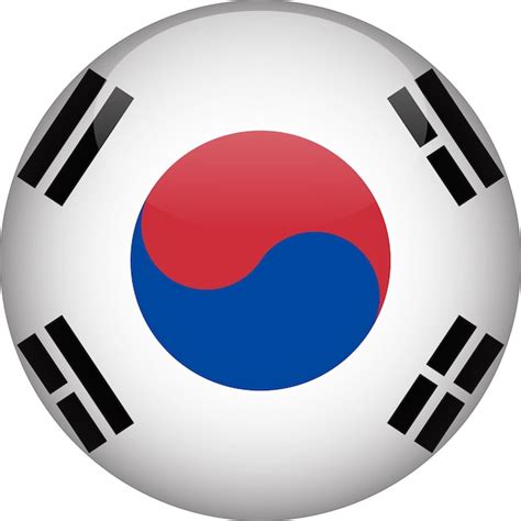 Premium Vector South Korea 3d Rounded Flag Button