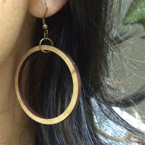 Wood Hoop Earrings Cherry Laser Cut Earrings Cherry Wood Hoops Etsy