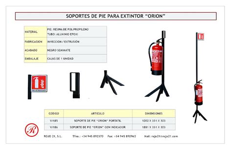 Rojo 21 Soportes De Pié Para Extintores Orion