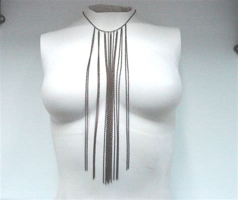 long dangle necklace multi strand chain etsy dangle necklaces