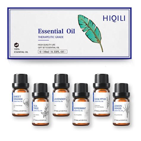 Hiqili Set De 6 Aceites Esenciales 100 Naturales Puros Para