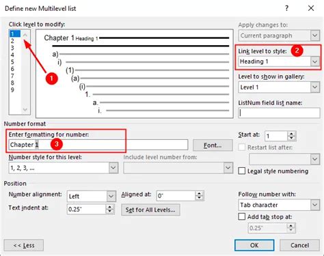 Create Modify Multilevel List In Microsoft Word