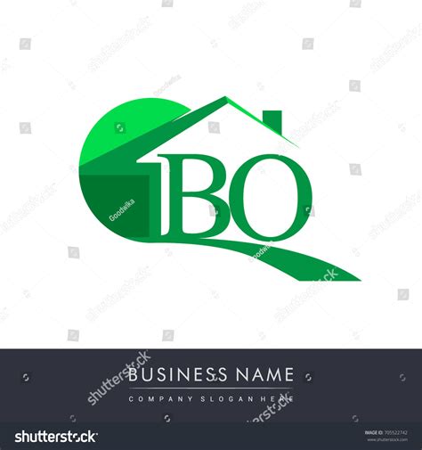 Bo Letter Roof Shape Logo Green Stock Vector Royalty Free