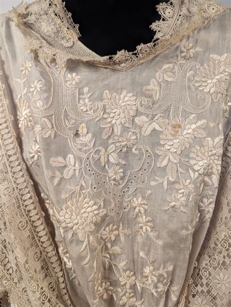 Edwardian Silk Dress Dripping In Lace W Hand Embroide Gem