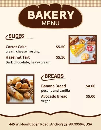 Bakery Menu Templates Customize And Download Free