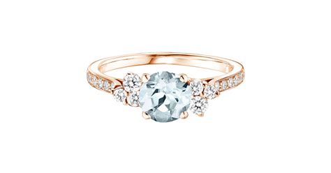 Baby Everbloom Mm Pav E Rose Gold Aquamarine Ring Gemmyo