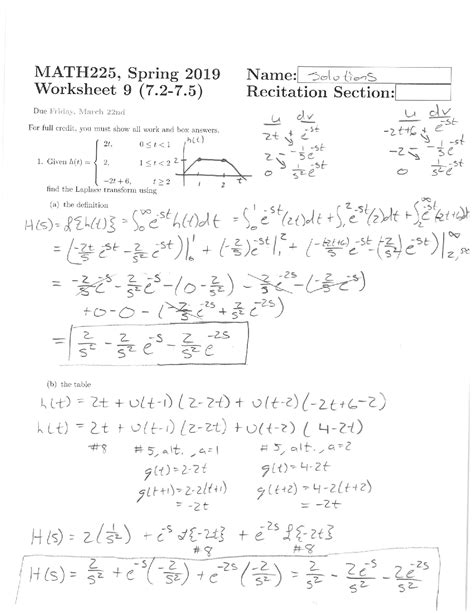 SOLUTION Differential Equations Worksheet 9 Solutions Studypool