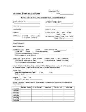 Fillable Online Biotech Wisc Updated Illumina Submission Form Doc Fax