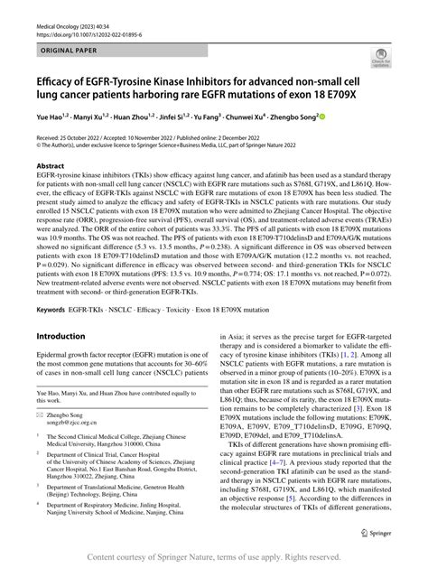 Efficacy Of Egfr Tyrosine Kinase Inhibitors For Advanced Non Small Cell