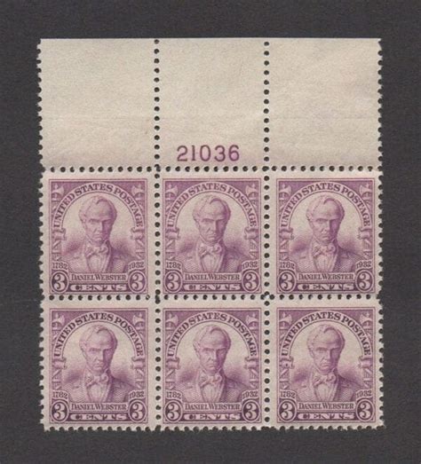 Scott Daniel Webster Sesquicentennial Top Plate Block Mnh The