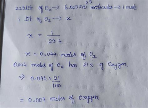 The Number Of Moles Of Oxygen In L Of Air Containing Oxygen By