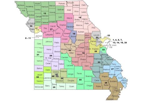 Missouri State Senate District Map - Printable Map