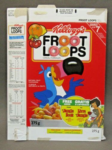 1990 Kelloggs Fruit Loops Disney Jungle Book Figures Cereal Box Flat