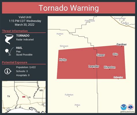 NWS Lake Charles On Twitter Tornado Warning Including Sieper LA