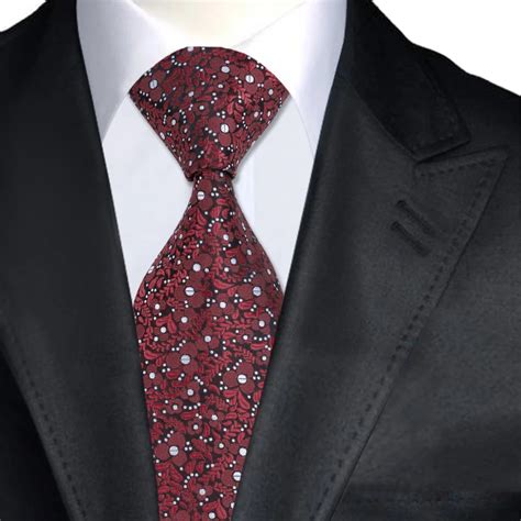 A Hi Tie Burgandy Floral Jacquard Silk Ties For Men Business