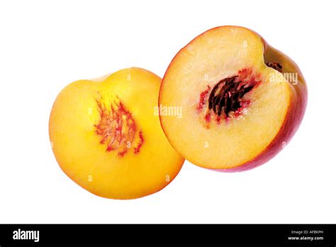 Sliced Peach Close Up Stock Photo Alamy