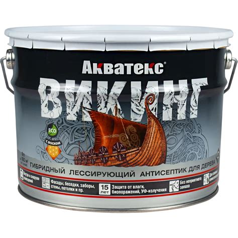 Антисептик для дерева АКВАТЕКС ВИКИНГ лессирующий, полуматовый, орех, 9 ...