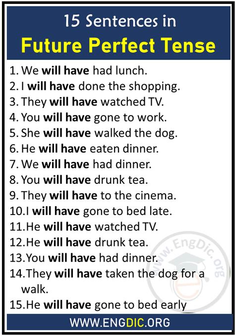 15 Sentences in Future Perfect Tense - EngDic