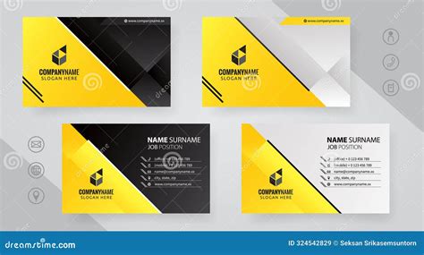 Set Of Yellow And Black Modern Corporate Business Card Design Templates