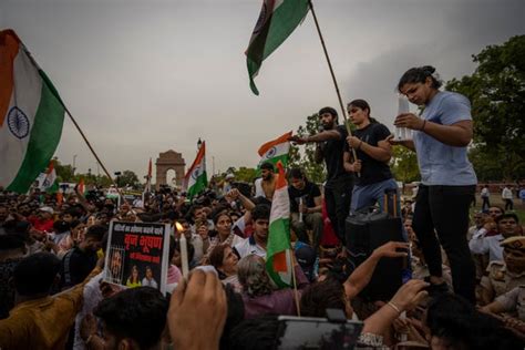 Indian Wrestlers Hold Candlelight March Demanding Sports Officials