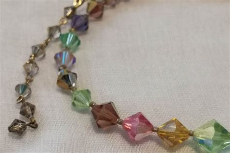 Pastel Bicone Crystal Necklace Kikulu Vintage Costume Jewellery And