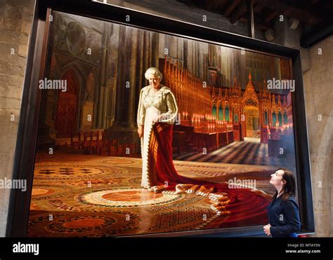 A Portrait Of Queen Elizabeth Ii During The Preview For The Opening Of