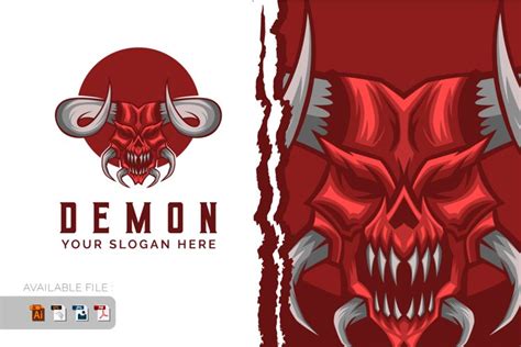 Demon Devil Head Logo Vector Mascot Template