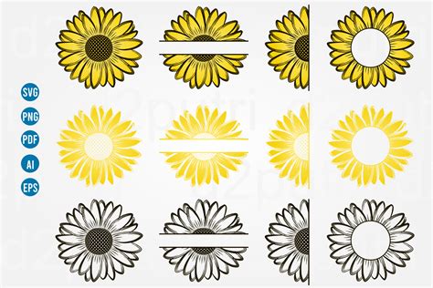 Sunflower Svg Bundle Sunflower Monogram Sunflowers Bundle Crella