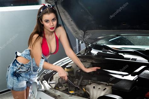 Car mechanic woman — Stock Photo © svyatoslavlipik #102006242