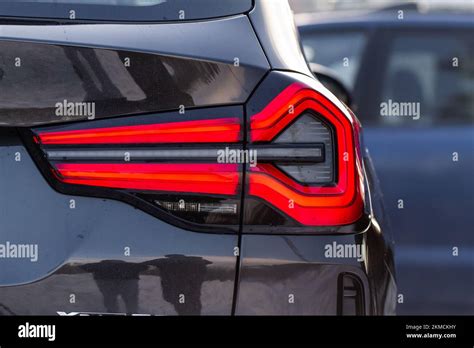 Modern Rear Light Of A Car Brake Light And Arrow Of Large Suv Rear