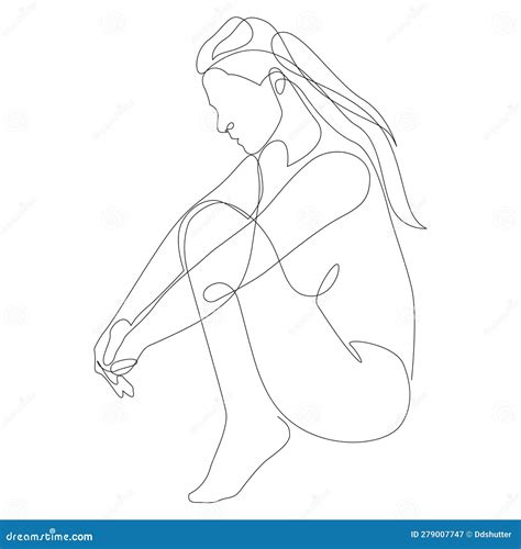 Contorno Vetorial Ilustrado A Preto E Branco Do Corpo Da Mulher