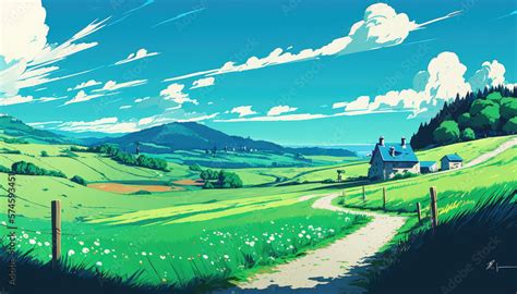 Vibrant Anime Countryside A Stunning And Vibrant Countryside