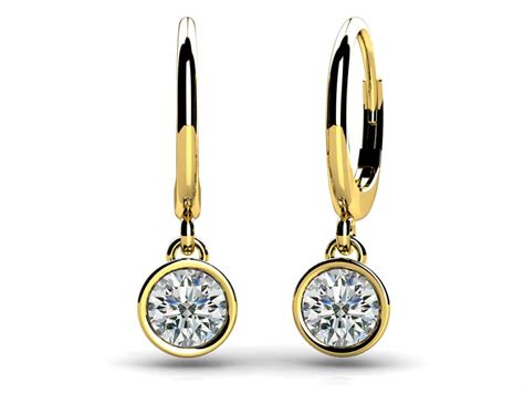 Bezel Set Diamond Drop Earrings 1 4 Carat Total Weight Drop Earrings