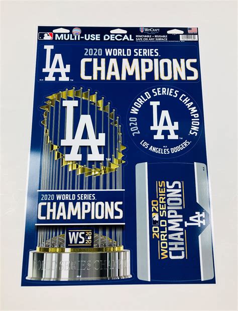 Los Angeles Dodgers 2020 World Series Champions Set Of 4 Multi Use