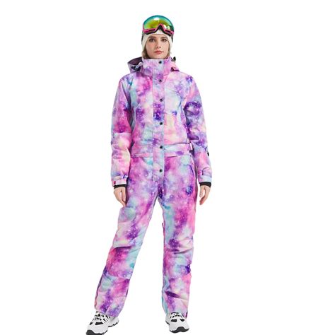 Snbocon Womens One Piece Ski Suit Colorful Jumpsuits Snowboard