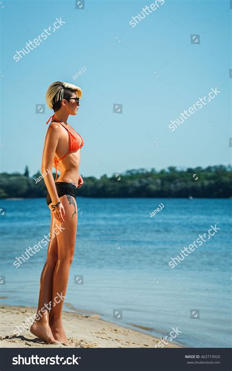 Sexy Blonde Swimsuit On Beach Looking Stock Photo Shutterstock