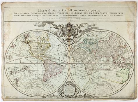 Mappe Monde Geo Hydrographique Ou Description Generale Old Map