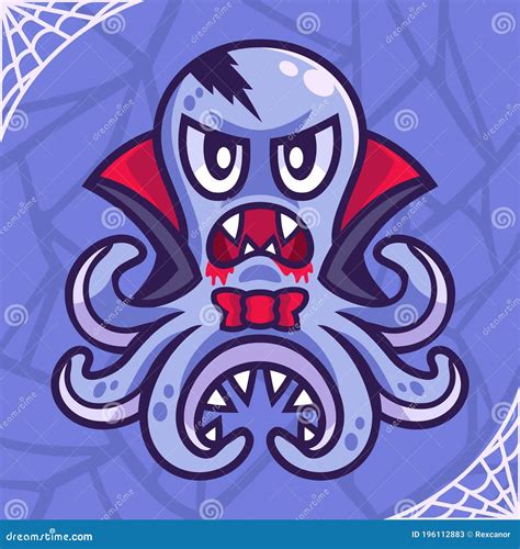 Vampire Octopus Halloween Cartoon Character Stock Vector - Illustration ...