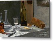 Still Life With Bottle Carafe Bread And Wine C 1862 63 Painting By