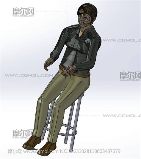 人体坐姿solidworks模型 基础人体模型下载 摩尔网cgmol