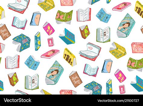 Open Books Reading Seamless Pattern Background Vector Image