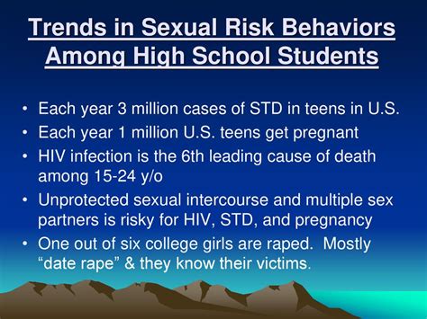 Trends In Sexual Risk Behaviors Among High School Students Ppt Download