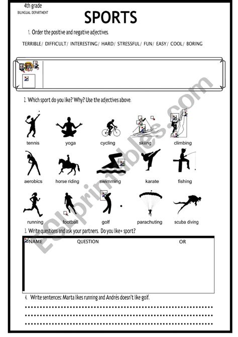 SPORTS ESL Worksheet By Analopez9