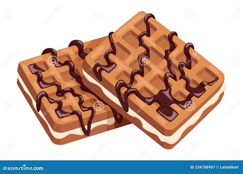 Cartoon Belgian Waffles Drawing Vector Illustration Cartoondealer