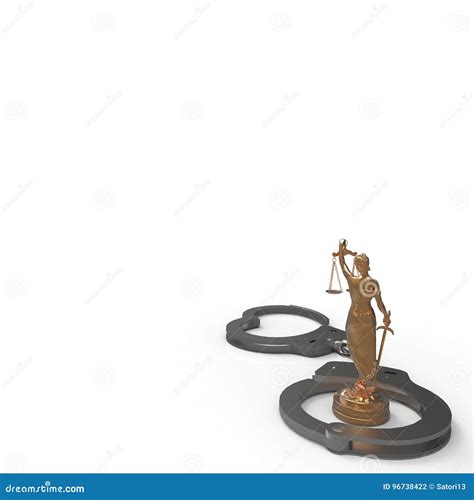 Legal Law Scales Of Justice And Handcuffs 3d Rendering Stock