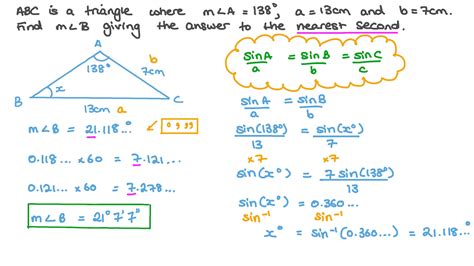 Question Video Using The Sine Rule To Find The Size Of An Angle Of A