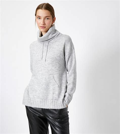 Buy Koton Solid Turtle Neck Sweater In Grey 6thStreet Oman