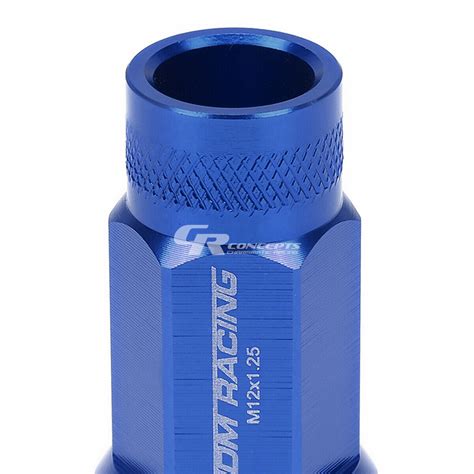 JDM BLUE 20PCS M12X1 25 25MM OD 50MM TALL OPEN END ALUMINUM LUG NUTS