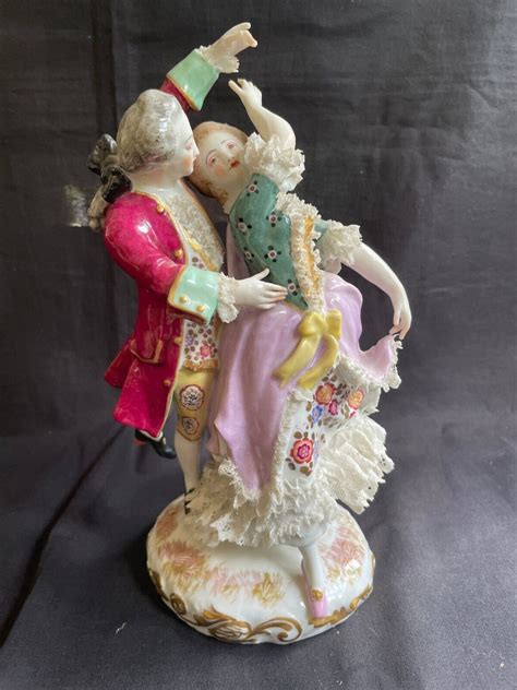 Antique Meissen Figurine Dancing Couple Marked Crossed Swords Ebay