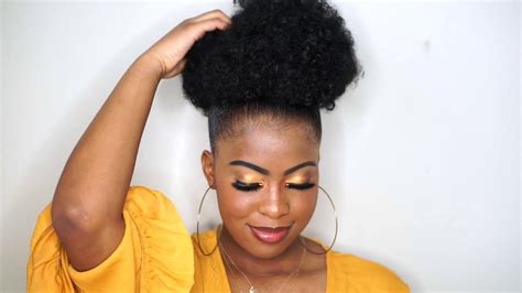 Easy Afro Puffs Drawstring Ponytail On 4c Natural Hair